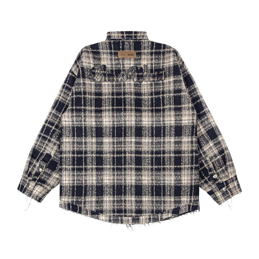 Men's fashion retro plaid shirt in cotton blend, available in black and red, sizes M, L, XL