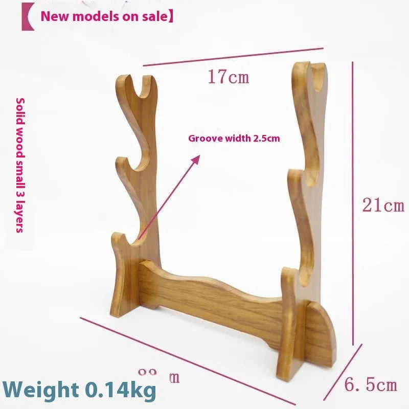 Handmade Chinese-style wooden multi-layer bracket shelf on a wall