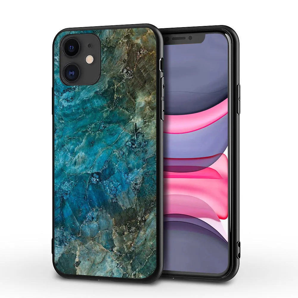 Marble pattern protective case for iPhone on a table