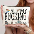 Canvas texture polyester cosmetics bag with zip closure in one of five colour options