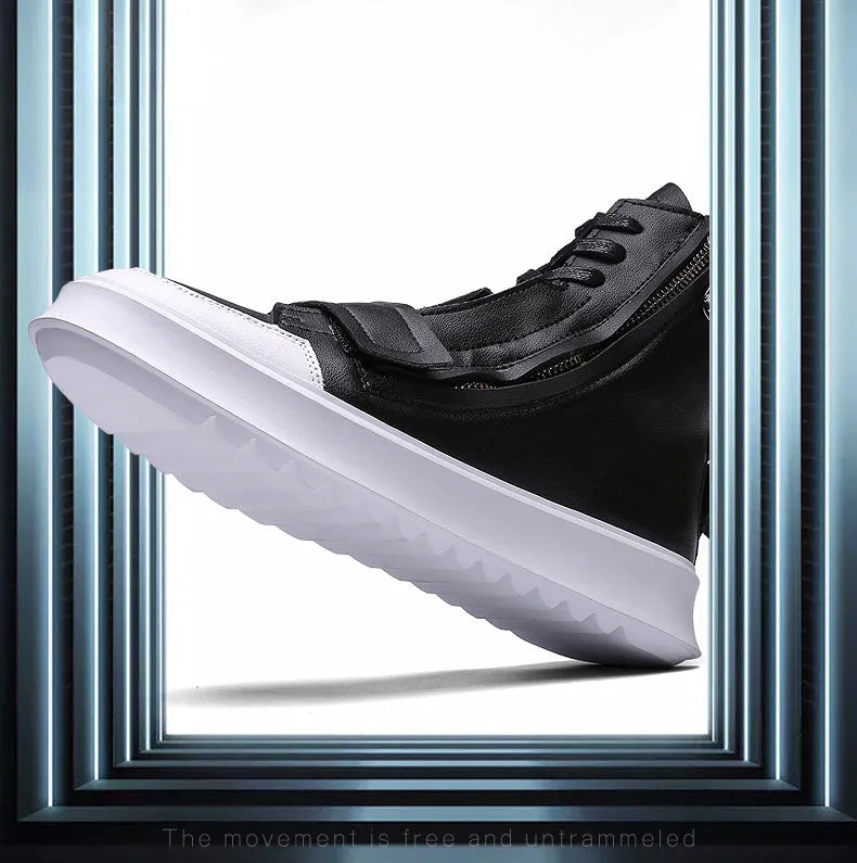 Men's black high-top sneaker style winter ankle boots with a microfiber upper.