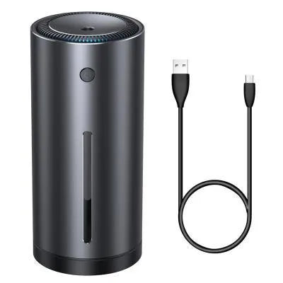 Black aluminium alloy car diffuser humidifier with USB cable for 12V power