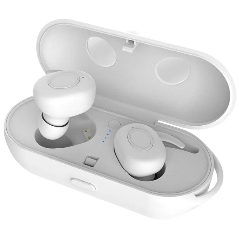 Wireless Bluetooth sports earbuds in black, green, red, and white colours showing in-ear design.