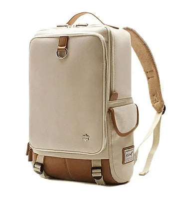 Men's modern Korean Oxford cloth backpack in army green colour, showing large capacity design.