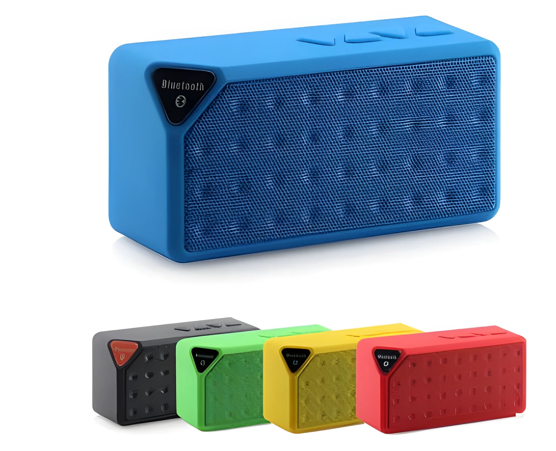 Cannon X3 small cube-shaped portable Bluetooth speaker in multiple colours on a table