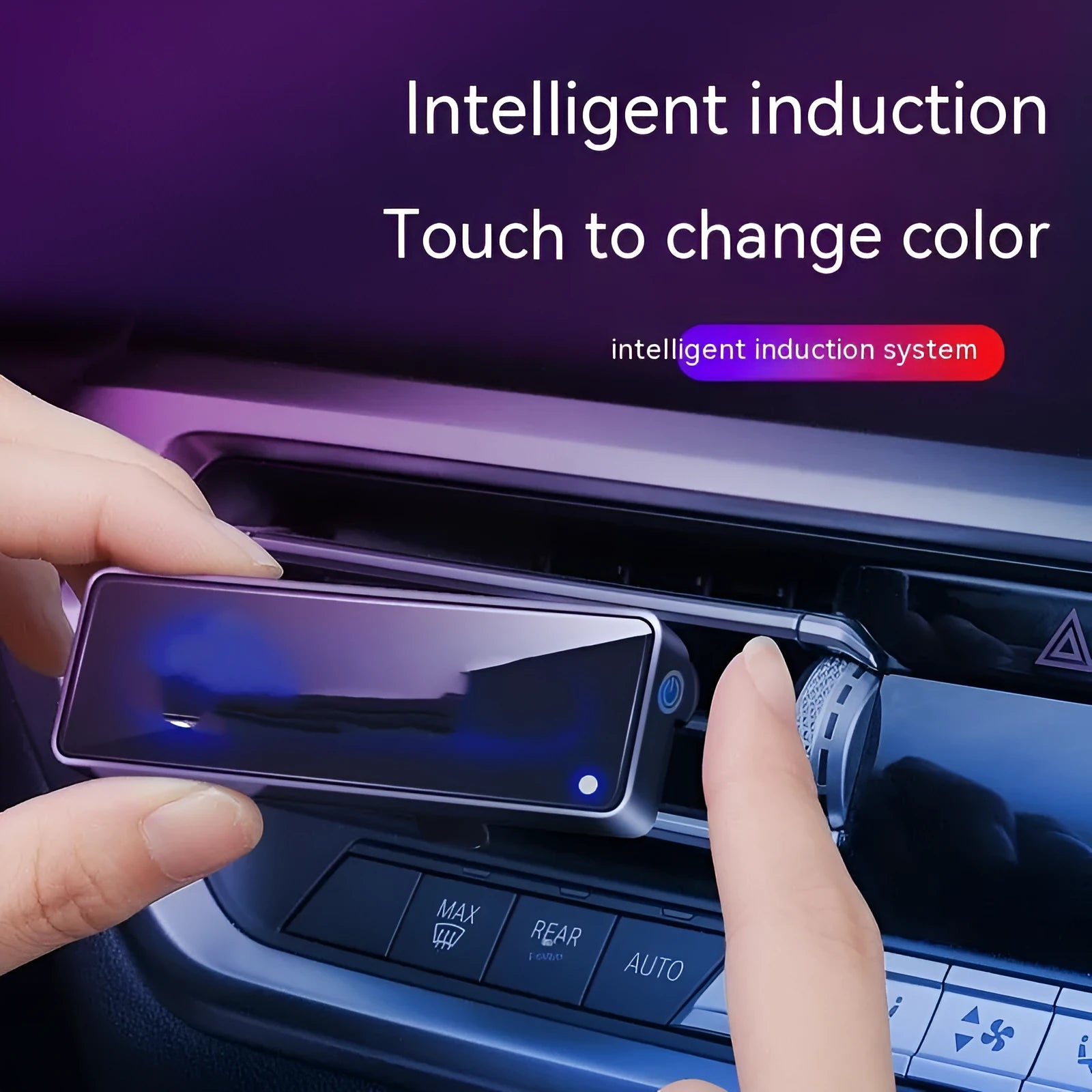 Black LED car air outlet perfume with ambient lighting and fragrance sticks