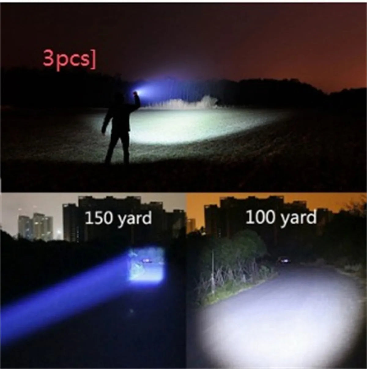 Black aluminium alloy zoomable LED flashlight with adjustable focus head for outdoor use.