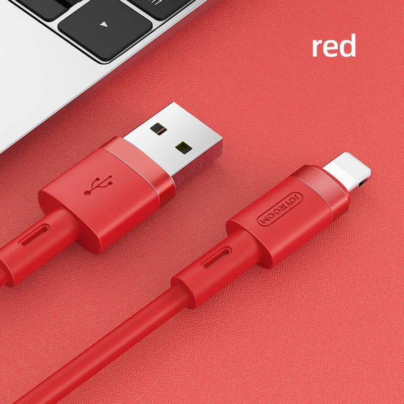 Straight head Type-C charging cable in five colour options: black, purple, red, white, yellow