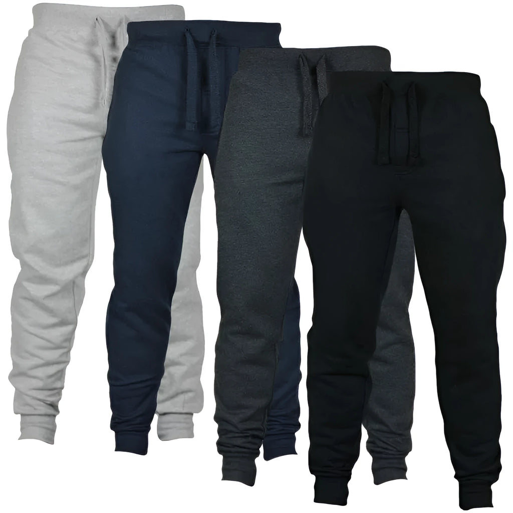 Men's solid colour drawstring waist fleece sweatpants in loose fit casual style