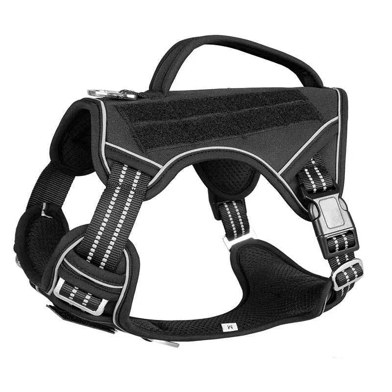 Tactical dog chest strap harness in Oxford cloth, shown in camouflage colour.