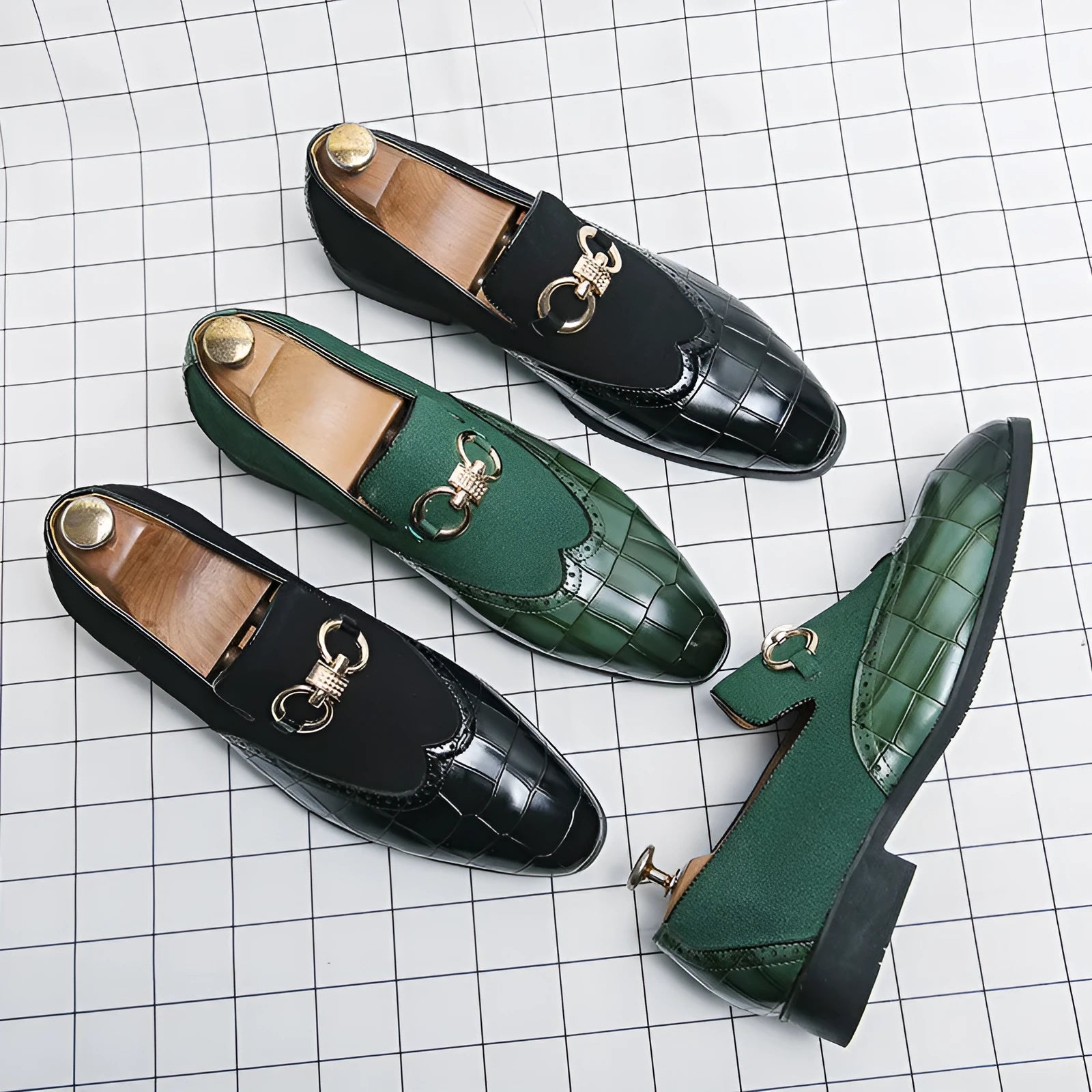 Men's black pointed toe low-top casual shoes with artificial PU leather upper and visible sewing lines.