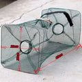 Two-hole folding lobster basket made from nylon with collapsible design and red plastic tube option for saltwater fishing
