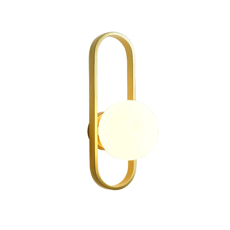 Minimalist wall-mounted lamp with glass shade and iron body in black finish