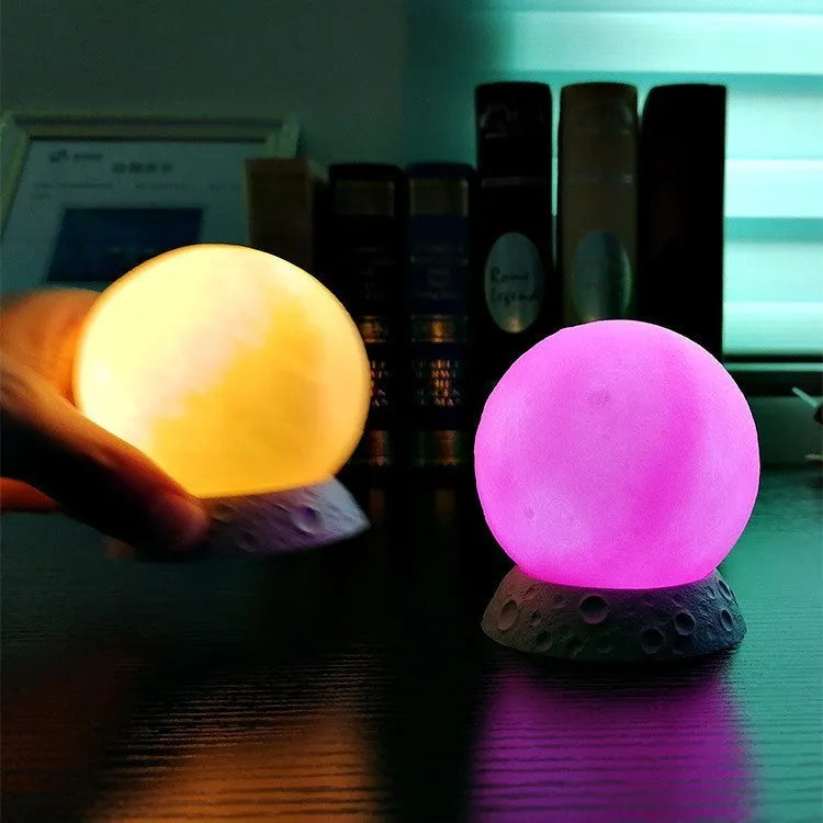 Small night lamp with starry sky and planets design in plastic, half-handmade finish, available in colour options