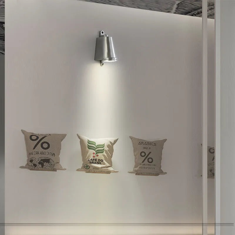 Industrial style cast aluminium horseshoe shaped wall lamp with compact 75mm dimensions