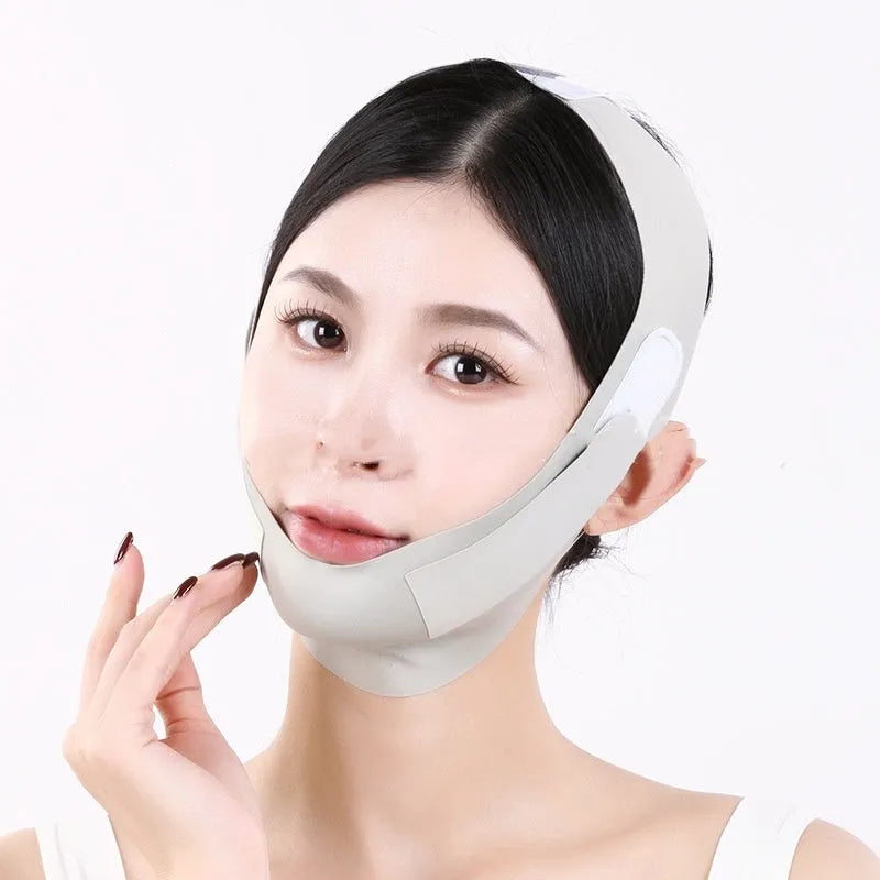 Small V face shaping mask in green and purple colours for facial lifting and anti-sagging support