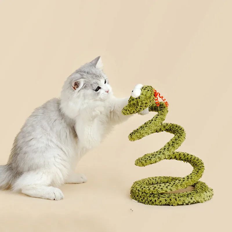 Green cat teasing stick with feather attachment measuring 140cm long for interactive play