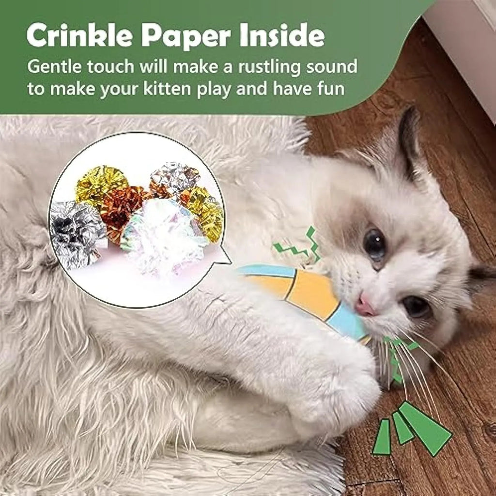 Soft plush flying disc cat toy with sport ball patterns containing catnip and crinkle sound layers