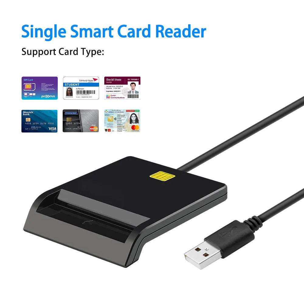 DM-HC65 USB Smart Card Reader in black ABS casing with card slot