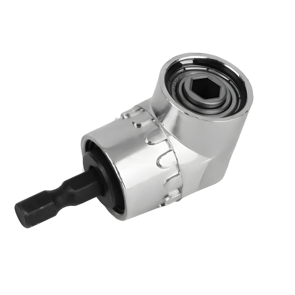 Silver chrome vanadium steel flexible shaft screwdriver bits with 105-degree angled heads for tight spaces.
