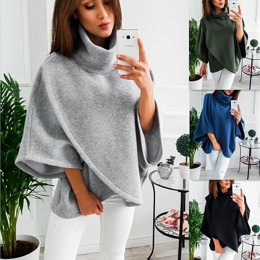 Women's longline batwing sleeve cardigan sweatshirt in a fake two-piece design, shown in a neutral colour.