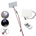 White LED fishing rod light with telescopic pole and remote control for outdoor night fishing and camping