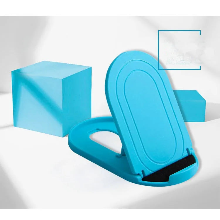 Plastic lazy bracket mobile phone stand in multiple colours on a desk