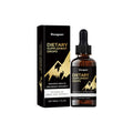 Clear bottle of amber liquid dietary supplement drops with a black dropper top.