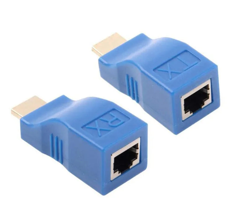 HDMI extender transmitter and receiver units with Cat-5e/6 cable for 30 metre 1080P signal extension