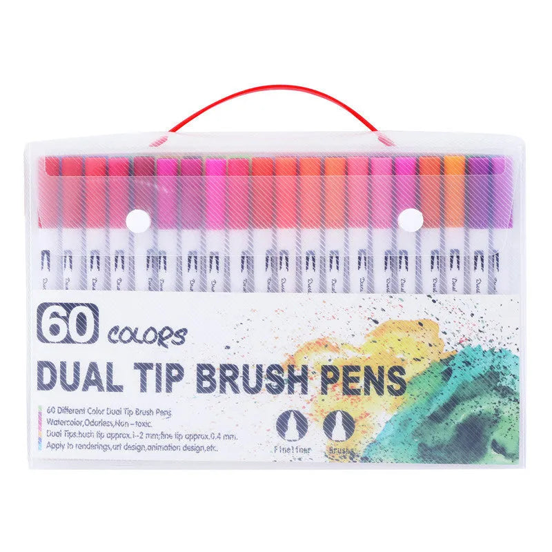 Watercolour pen set with artist brush tips showing multiple colour options from 48 to 100 colours