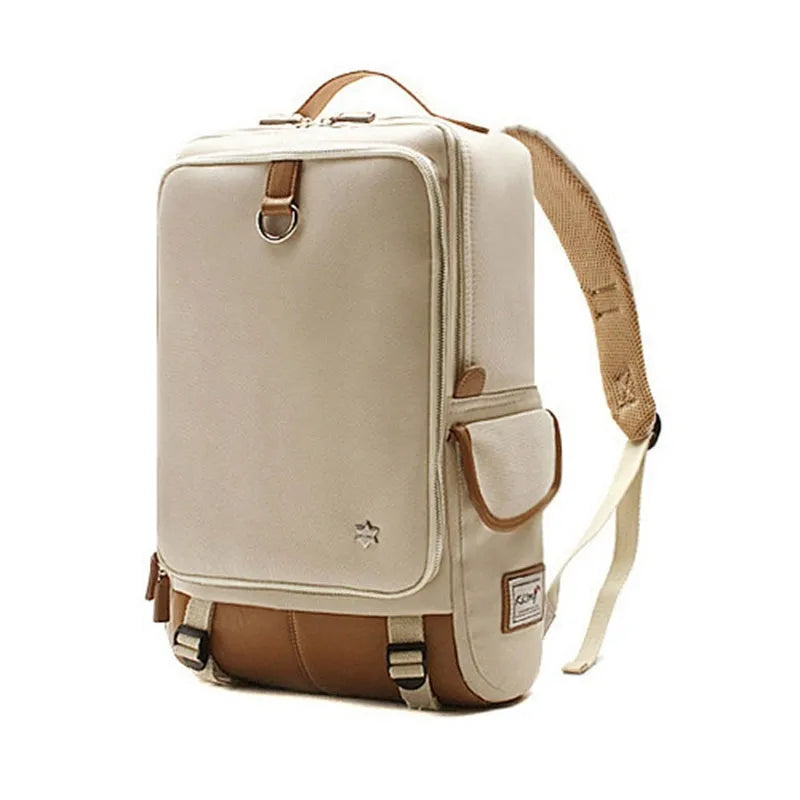 Men's modern Korean Oxford cloth backpack in army green colour, showing large capacity design.