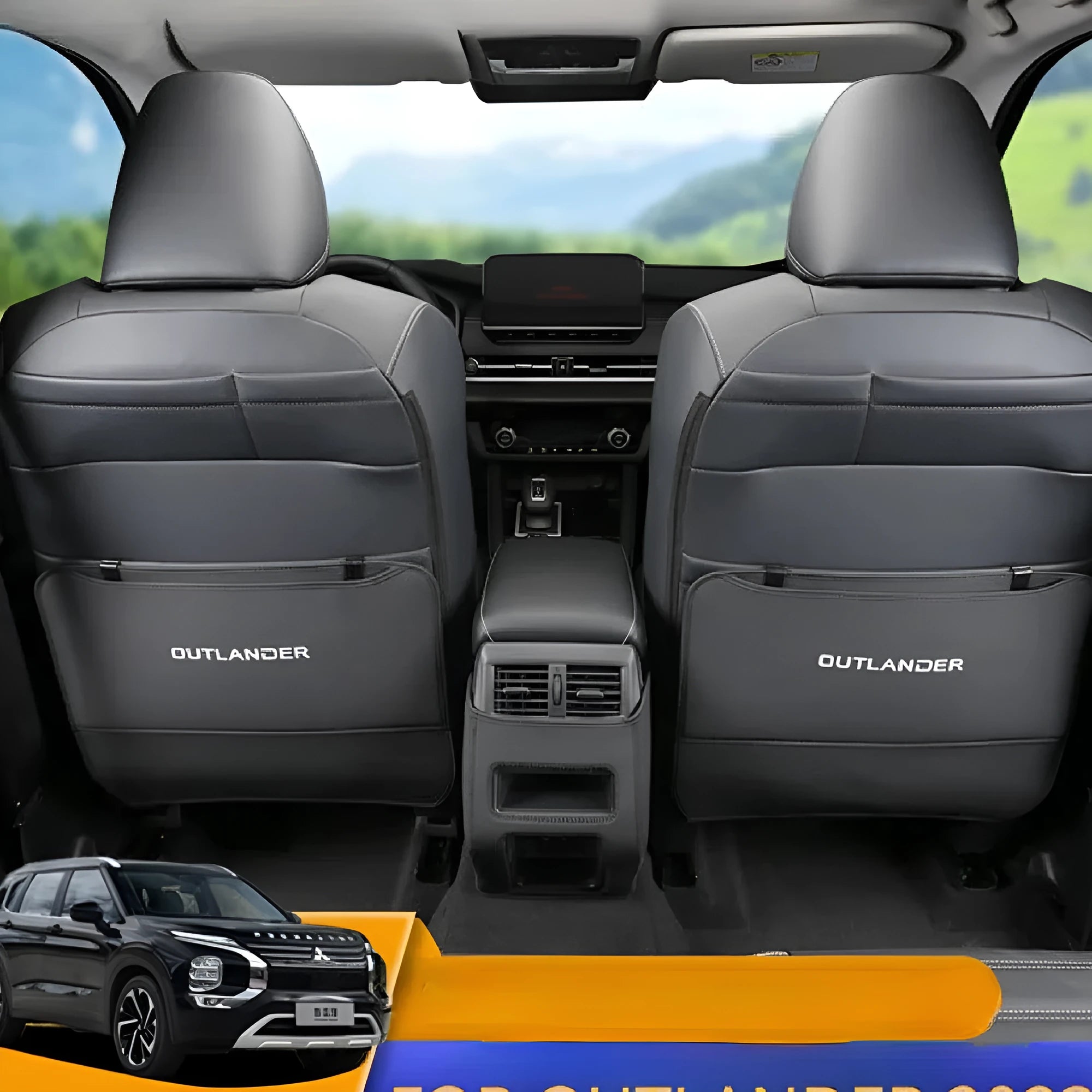 Set of three leather anti-kick pads for Outlander car seat armrest protection.