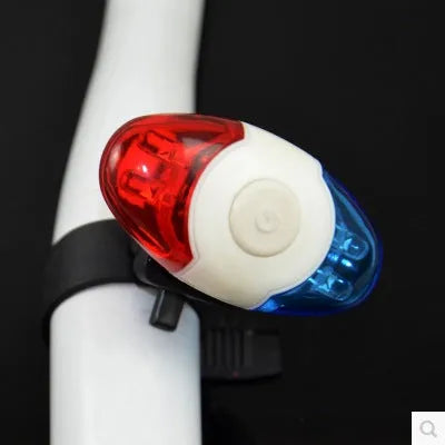 Red and blue 4 LED tail light with adjustable base for bicycle safety