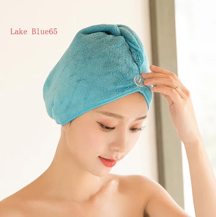Women's microfiber hair dryer cap in pink on a plain background, 60x25cm absorbent wrap