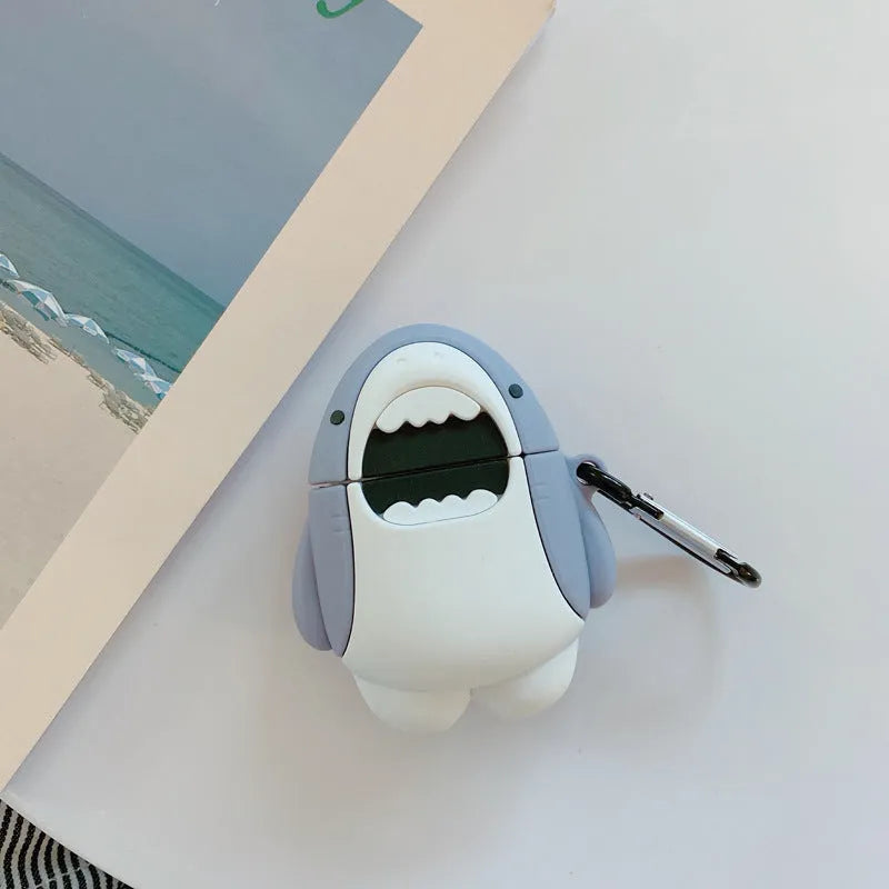 Silicone protective cover for Apple AirPods 1 and 2 with shark design pattern