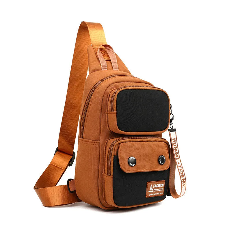 Outdoor leisure crossbody shoulder bag in durable nylon with contrast colour options