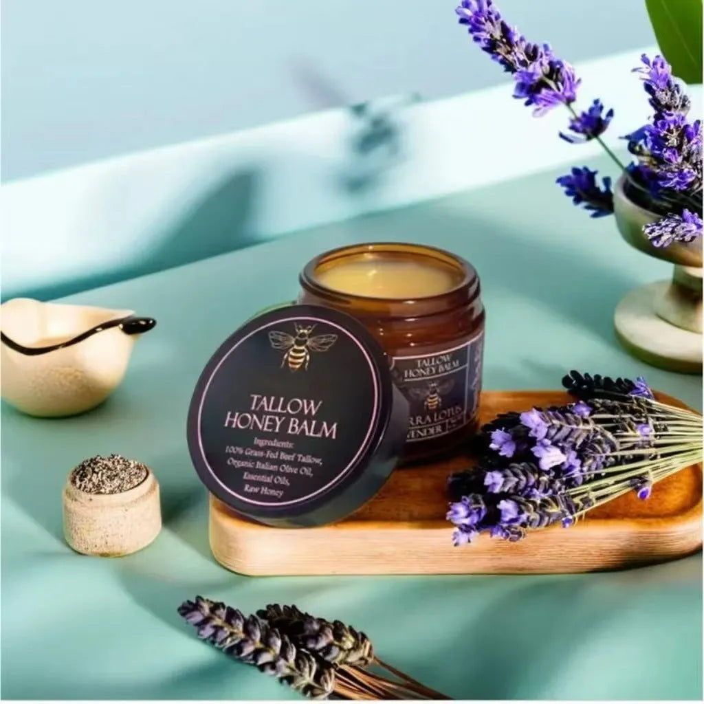 Honey Butter Moisturising Facial Cream in a 57g jar, shown with Citrus, Lavender, and No Fragrance variants.