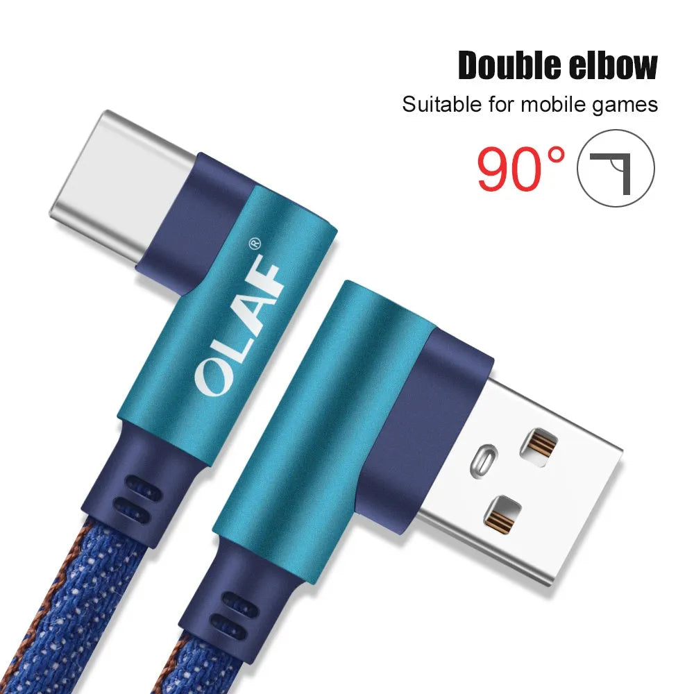 USB fast charging cable with pure copper core in black, blue and red colour options.