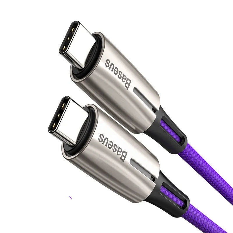 Purple and red dual Type-C data cable 1m supporting PD60W fast charge for computer hardware