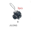 Three plastic rotating valve nozzle covers for inflatable product repair.