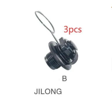 Three plastic rotating valve nozzle covers for inflatable product repair.