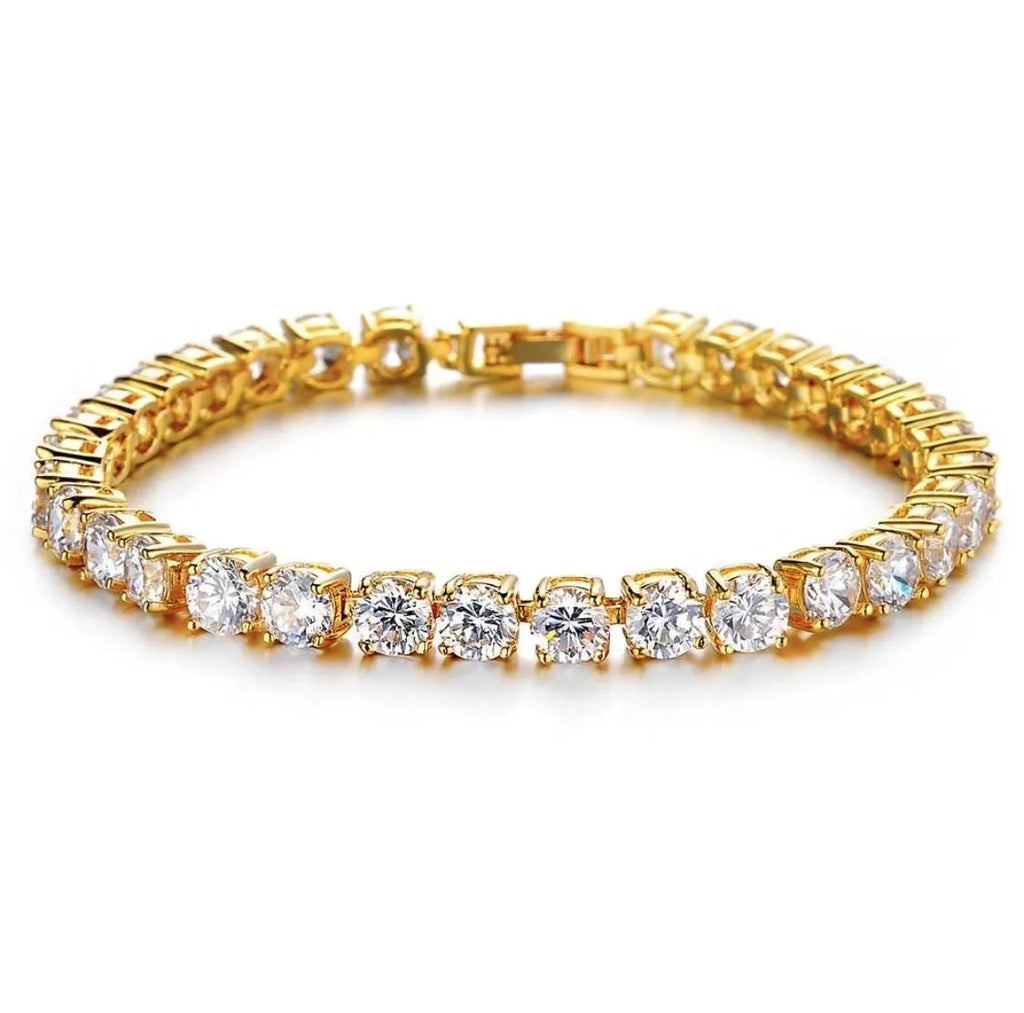Men's geometric chain link bracelet with single row of rhinestones in multiple colour options