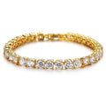 Men's geometric chain link bracelet with single row of rhinestones in multiple colour options