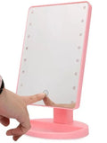 Portable tabletop cosmetic mirror with LED lights touch control 360 degree rotation 17x22 cm black finish