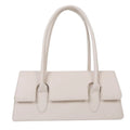 Women's black PU leather small square shoulder bag with stitching details and document compartment