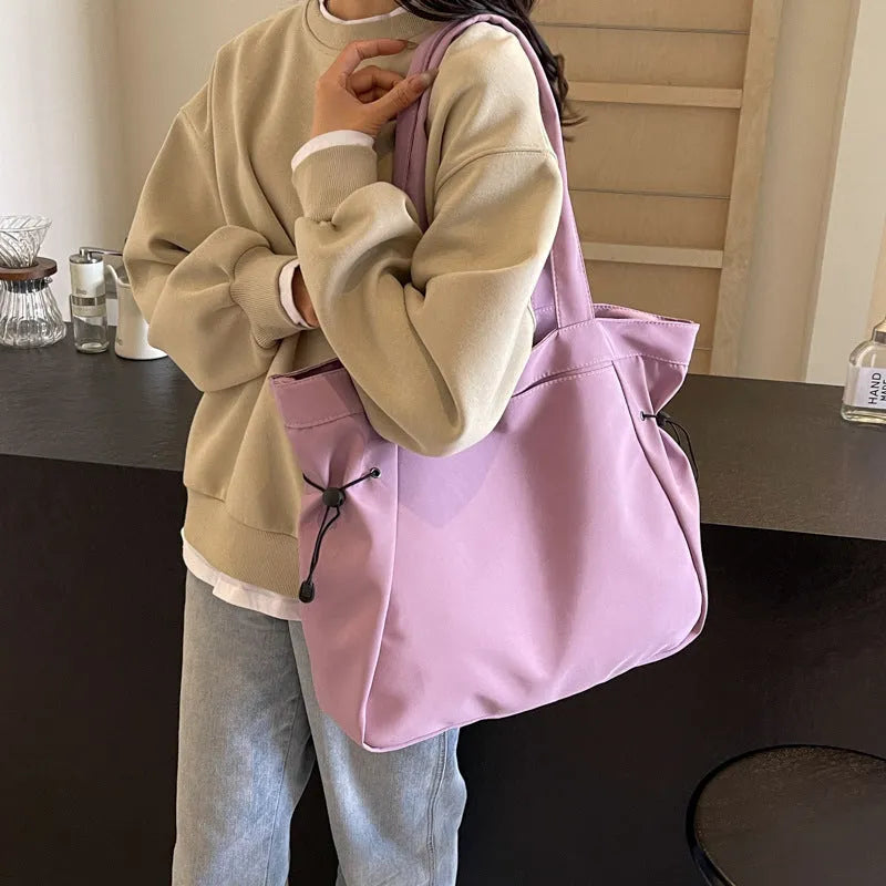 Soft Oxford cloth folding tote bag in street trend style with shoulder strap