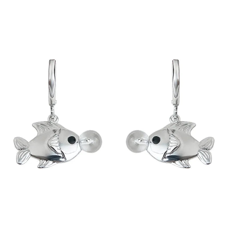 A pair of goldfish-design bubble fish earrings made from electroplated copper.