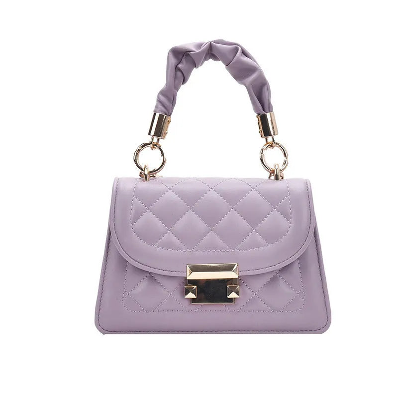 Women's rhombus pattern small square shoulder bag in PU leather with adjustable strap