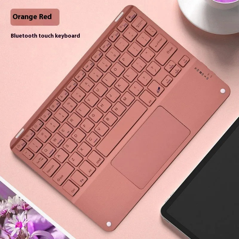Square Hat Touch Bluetooth wireless keyboard showing multiple colour finish options on a desk
