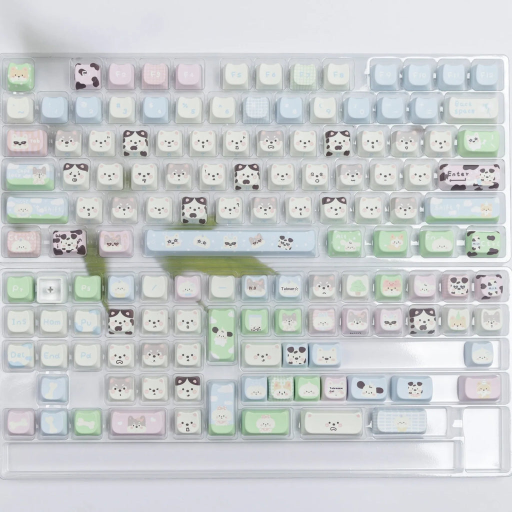 Cute Puppy design full set of 26 colourful PBT key caps for mechanical keyboards
